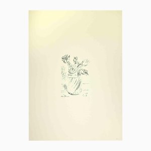 Filippo De Pisis, Rose in a Glass, Lithograph, 1968