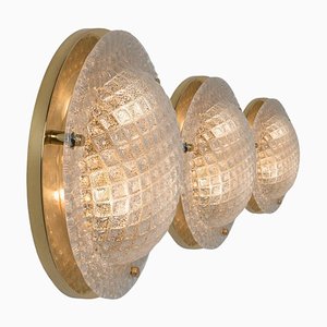 German Structured Glass Flush Mount, 1970