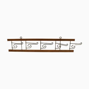 Folding Coat Rack in Walnut and Bent Metal, 1900s