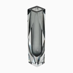 Dekorative Murano Glasvase aus Sommerso Grauem mundgeblasenem Glas von Mandruzzato, 1960er