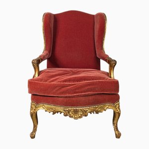 Regency Style Bergère Armchair in Gilded Wood