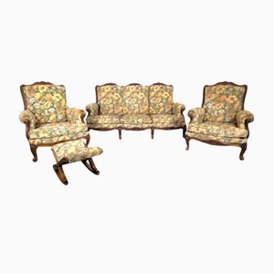 Louis XV Style Oak Living Room Set, Set of 4