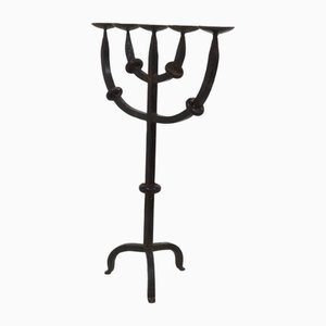 Large Brutalist Wrought Iron 5 Arm Candleholder, 1950s
