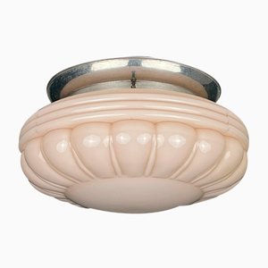 Plafonnier Vintage en Verre Rose, 1950s