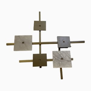 Lampada da parete vintage in marmo e ottone, 1990