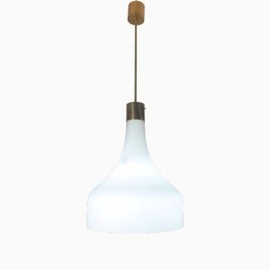 Lampe à Suspension en Verre et Laiton de Stilnovo