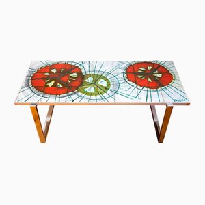 Large Vintage Coffee Table in Chrome and Ceramic, 1970s