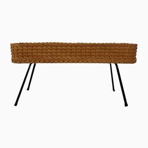 Large German Flower Planter in Rattan and Steel, 1950s