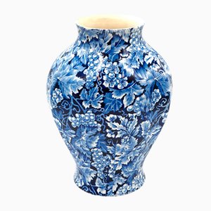 Antique Art Nouveau Blue Flintware Vase Grape for Rörstrand, Sweden, 1920s
