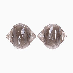 Grandes Appliques Murales en Verre de Murano Fumé de Kalmar, 1960s, Set de 2