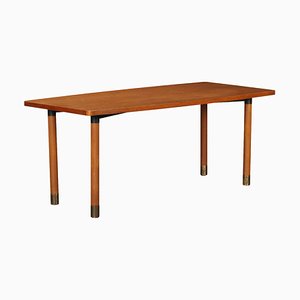 Vintage Italian Table in Teak and Brass, 1960s