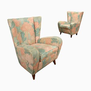 Vintage Bergère Sessel aus Stoff, Italien, 1950er, 2er Set