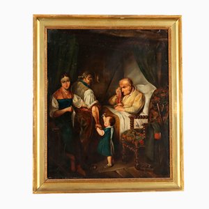 Französischer Schulkünstler, Genreszene, Öl auf Leinwand, 19. Jh.