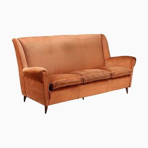 Vintage Drei-Sitzer Sofa aus Rotem Samt, 1950er