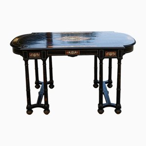 Desk Table with Inlaid Ebony and Stained Wood