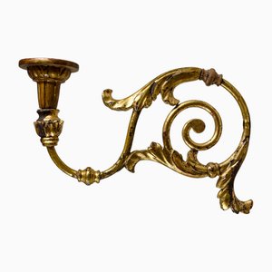 Louis XV Fackel Wandleuchten aus Schmiedeeisen mit gedrechselten Holzteilen Vergoldet mit Blattgold, Italien, 2 . Set