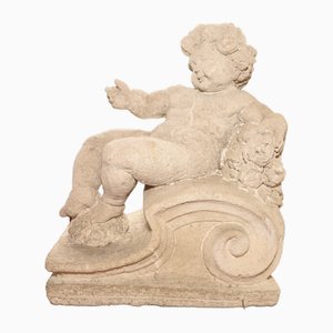 Late 19th Century Putto in Carved Stone, Italy, 1890s