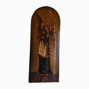 Osteuropäischer Künstler, Erzengel Gabriel, 1700er, Gemälde an einer Holztür