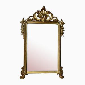 Carved and Gilded Mirror with Gold Leaf