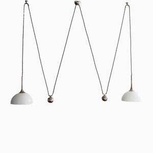 Lampada a sospensione Posa 22 Counterweight in nichel e porcellana di Florian Schulz, anni '80