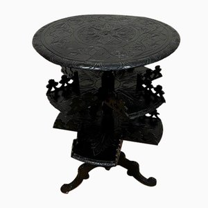 Antique Smoking Table in Blackened Wood, 19th Century