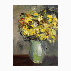 Inta Celmina, Yellow Flowers, Oil on Canvas, 1990s