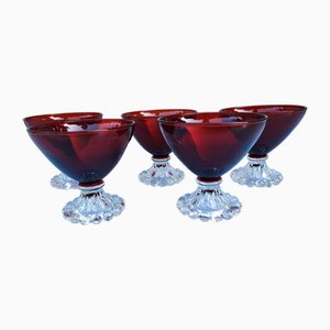 Vintage Empoli Ruby ​​Cups, 1970s, Set of 6