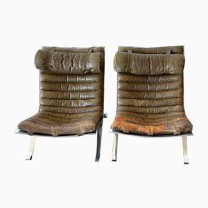 Fauteuils Ari en Cuir Marron et Acier par Arne Norell pour Arne Norell Ab, 1960s, Set de 2