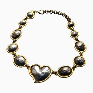 Französische versilberte Custom Jewellery Heart Halskette von Edouard Rambaud, 1980er