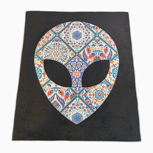 Handmade Colorful Alien Design Wall Hanging, 1980s
