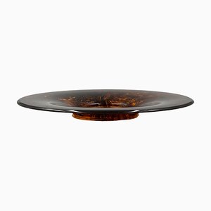 Hollywood Regency Brass and Tortoiseshell Acrylic Glass Tray from Guzzini, Italy, 1970s