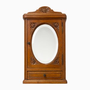 French Art Deco Shaving Cabinet in Oak with Mirror, 1940