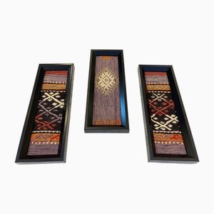 Tappeto Kilim con cornice, anni '80, set di 3