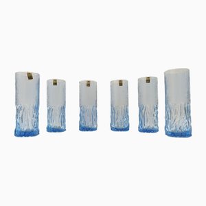 Postmodern Blue Crystal Handmade Drinking Glasses, 1970s, Set of 6
