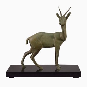 Vintage Regula Deer Sculpture on Marble Base, 1940s