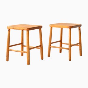 Set of Vintage Wooden Stools, 1960s