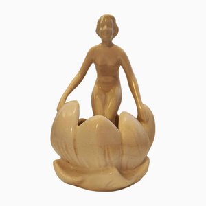 Art Deco Porcelain Figure Girl in Lilac, 1920s