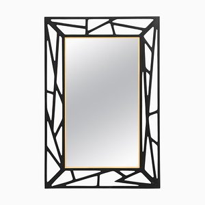 Konkret Mirror in Black Lacquered Wood by Yngve Ekström, 1950s