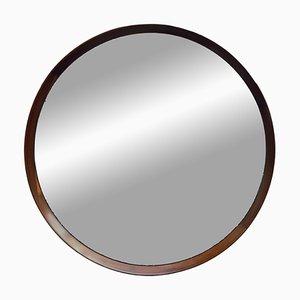 Wood Round Wall Mirror, Italy, 1960s