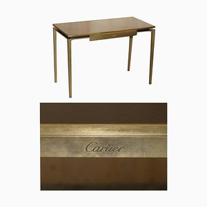 Moderner Mid-Century Schreibtisch aus Bronze & Leder von Cartier, 1960er