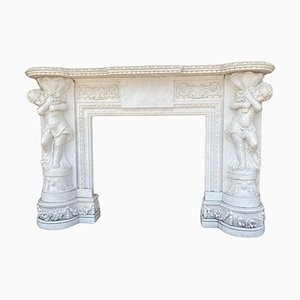 Hand Carved Marble Fireplace with Children Statues
