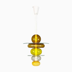 Italian Modern Yellow Glass Chandelier by Ettore Sottsass for Venini, 1990