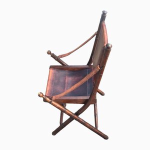 Vintage Folding Liner Armchair in Bamboo and Brass, 1930s