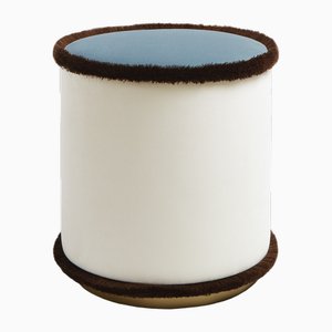 Puf en blanco Celeste gráfico de Lo Decor