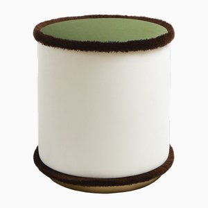 Pouf Il en Vert Graphique Marron Blanc de Lo Decor
