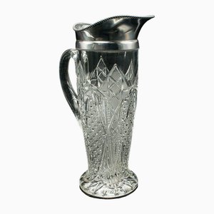 Pichet de Service Antique en Verre Taillé, Angleterre, 1890s