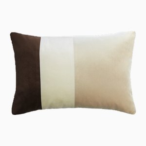 Cuscino triplo in velluto marrone e beige bianco di Lo Decor