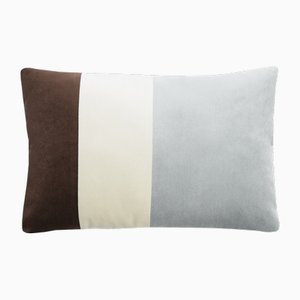 Cuscino triplo in velluto marrone e bianco azzurro di Lo Decor