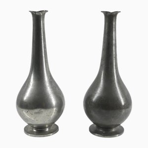 Vintage Art Deco Zinn Vasen von Just Andersen, Dänemark, 1930er, 2er Set