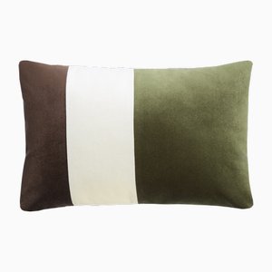 Cuscino triplo in velluto marrone bianco verde di Lo Decor